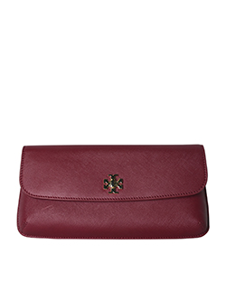 Kira Envelope Clutch Bag, Leather, Burgundy, S, DB, 2